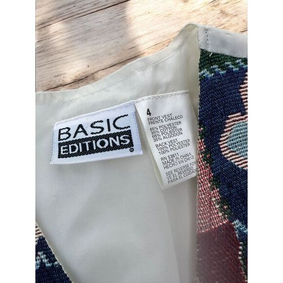 Vintage 90s Girls Basic Editions Tapestry Floral Vest Sz 4 - Picture 2 of 3
